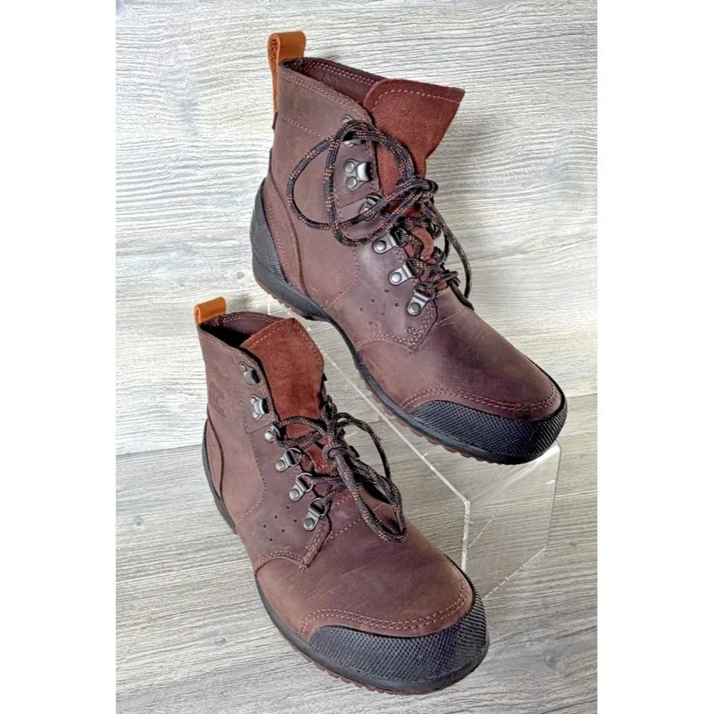 Sorel Ankeny NM2100-256 Mens 9 Waterproof Leather Mid Hiker Ankle Boots Brown